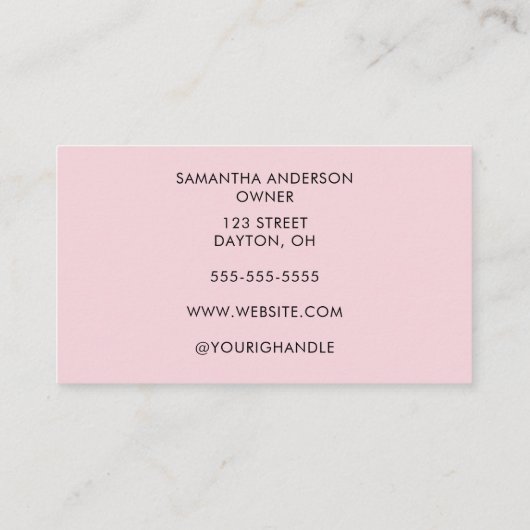 Blush Pink Modern Script Photo Nails 名刺 (裏面)