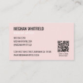 Blush Pink Modern Social Icon QR Code Photo Makeup 名刺 (裏面)