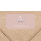 Blush Pink Monogram Botanical Return Address ラベル