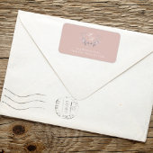Blush Pink Monogram Botanical Return Address ラベル