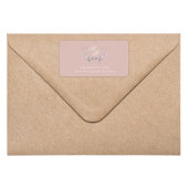 Blush Pink Monogram Botanical Return Address ラベル