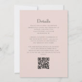 Blush Pink Monogram Crest QR Code Wedding 招待状 (裏面)