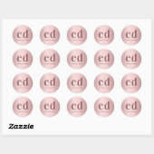 Blush pink monogram initials dusty rose ラウンドシール (シート)