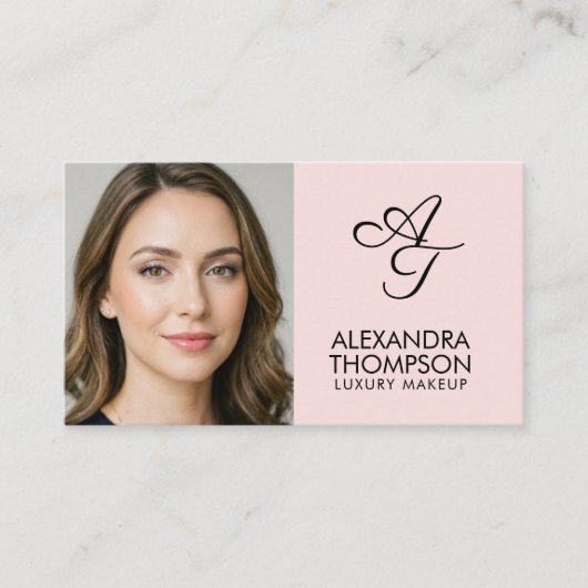 Blush Pink Monogram Makeup Qr Code Social Icon 名刺 (正面)