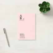Blush Pink Monogram Modern Design ポストイット (オフィス)
