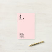 Blush Pink Monogram Modern Design ポストイット (デスク上)