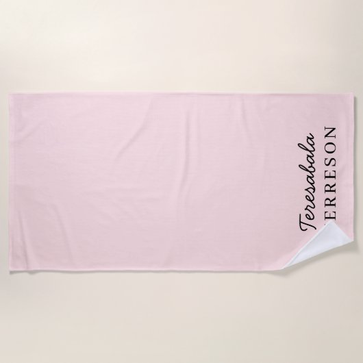Blush Pink Monogram Modern Minimalist Feminine Art ビーチタオル (正面)