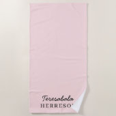 Blush Pink Monogram Modern Minimalist Feminine Art ビーチタオル (正面)