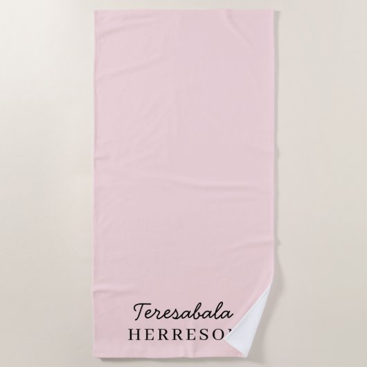 Blush Pink Monogram Modern Minimalist Feminine Art ビーチタオル (正面)