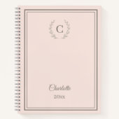 Blush Pink Monogram Personalized Quiet Luxury ノートブック (正面)