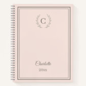 Blush Pink Monogram Personalized Quiet Luxury ノートブック (正面)
