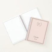 Blush Pink Monogram Personalized Quiet Luxury ノートブック (内部)