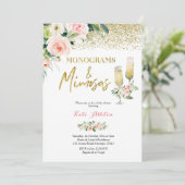 Blush Pink Monograms and Mimosas Bridal Shower 招待状 (スタンド正面)