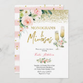 Blush Pink Monograms and Mimosas Bridal Shower 招待状 (正面/裏面)