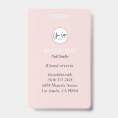 Blush Pink Nail Artist Logo Photo バッジ (裏面)