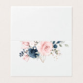 Blush pink Navy floral roses wedding place card (外部フラット)