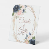 Blush Pink, Navy & Gold Floral Cards & Gifts 台座サイン (正面)