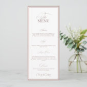 Blush Pink Old Money Wedding Dinner Menu Card メニュー (スタンド正面)
