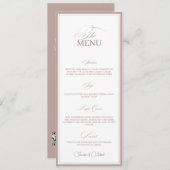 Blush Pink Old Money Wedding Dinner Menu Card メニュー (正面/裏面)