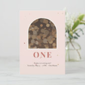 Blush Pink ONE 1歳の誕生日フォト招待状 招待状 (スタンド正面)