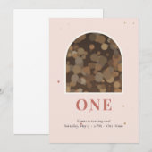 Blush Pink ONE 1歳の誕生日フォト招待状 招待状 (正面/裏面)