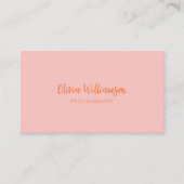 Blush Pink Orange Script Name Minimalist Creative 名刺 (正面)