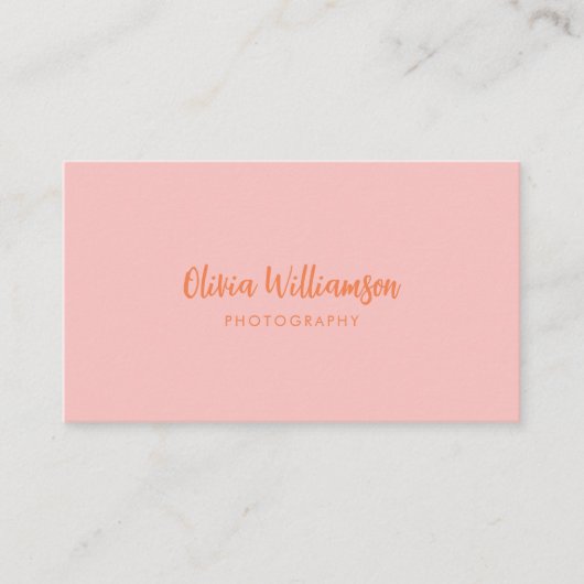 Blush Pink Orange Script Name Minimalist Creative 名刺 (正面)