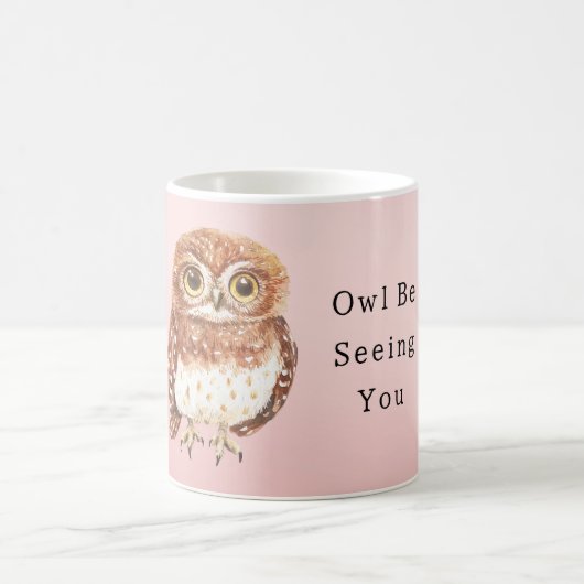 Blush Pink Owl I'll Be Seeing You コーヒーマグカップ (中央)