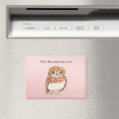 Blush Pink Owl I'll Be Seeing You マグネット (インサイチュ (食洗機))