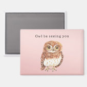 Blush Pink Owl I'll Be Seeing You マグネット (正面/裏面)
