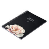 Blush Pink Painted Rose Black ノートブック (左側)