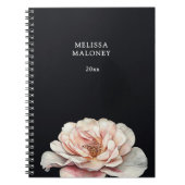 Blush Pink Painted Rose Black ノートブック (正面)