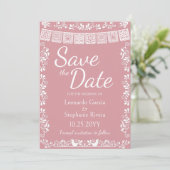 Blush Pink Papel Picado Wedding Save the Date 招待状 (スタンド正面)
