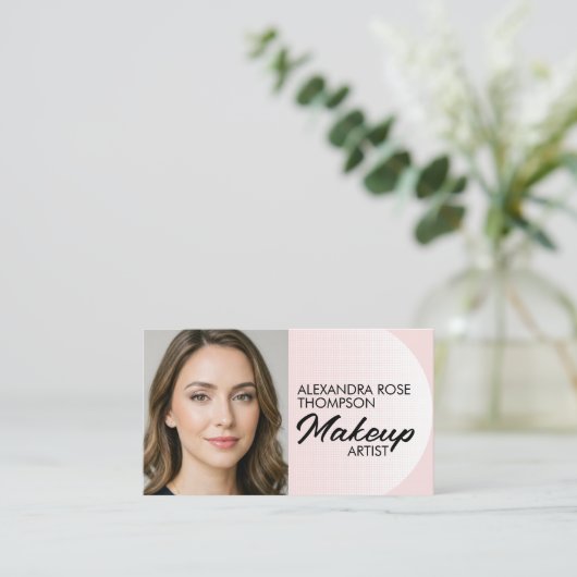 Blush Pink Pattern Makeup Artist Qr Social Icon 名刺 (スタンド正面)