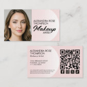 Blush Pink Pattern Makeup Artist Qr Social Icon 名刺 (正面/裏面)
