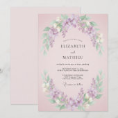 Blush Pink Peaceful Lilac Wedding 招待状 (正面/裏面)
