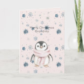 Blush Pink Penguin Snowflakes Christmas カード (正面)