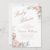 Blush Pink Peonies in Bloom Baby Shower 招待状 (正面)