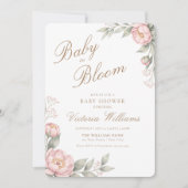 Blush Pink Peonies in Bloom Baby Shower Rounded 招待状 (正面)