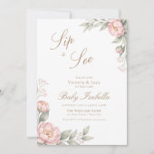 Blush Pink Peonies in Bloom Sip & See 招待状 (正面)