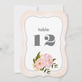 Blush Pink Peonies Wedding Table Number Cards 招待状