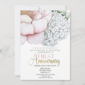 Blush Pink Peony 1st Wedding Anniversary 招待状 (正面)