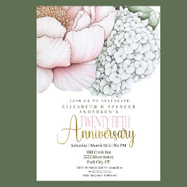 Blush Pink Peony 25th Wedding Anniversary 招待状
