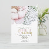 Blush Pink Peony 50th Wedding Anniversary 招待状 (スタンド正面)