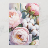 Blush Pink Peony and Cotton Bridesmaids Luncheon 招待状 (裏面)