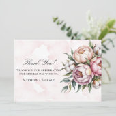 Blush Pink Peony and Cotton Wedding サンキューカード (スタンド正面)