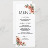 Blush Pink Peony Coral Elegant Dinner Wedding  メニュー (正面/裏面)