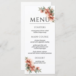 Blush Pink Peony Coral Elegant Dinner Wedding  メニュー