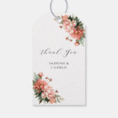 Blush Pink Peony Coral Elegant Floral Wedding ギフトタグ (裏面)