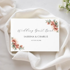 Blush Pink Peony Coral Elegant Floral Wedding ゲストブック